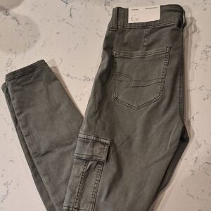 NWT American Eagle Olive Next Level Stretch Cargo Jeggings Size 29w 8